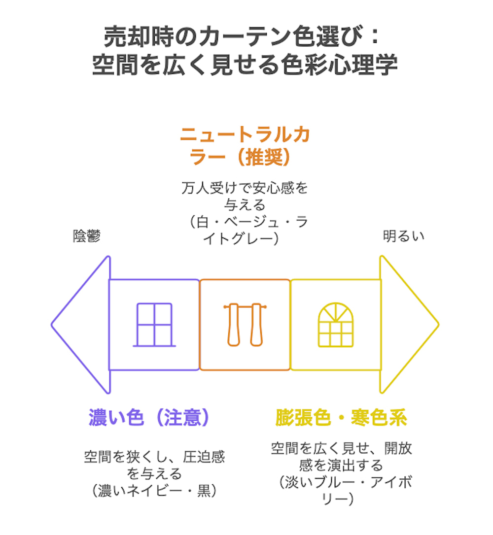 横浜不動産売却｜売却時のカーテン色選び：空間を広く見せる色彩心理学